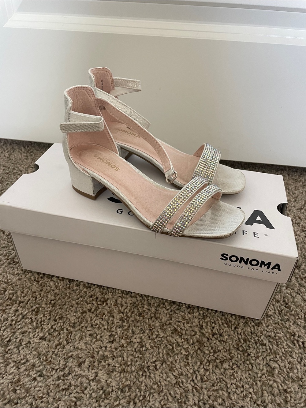 Sonoma Silver Rhinestone Low Block Heel Sandals
